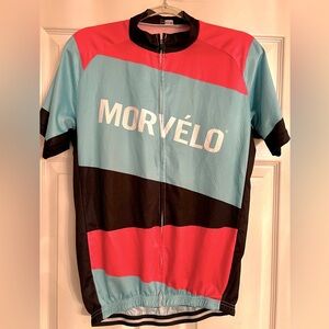 Morvélo Bicycle Apparel  Jersey Sz  XXL. Pink/Blue/White. Back Pockets. Women's.